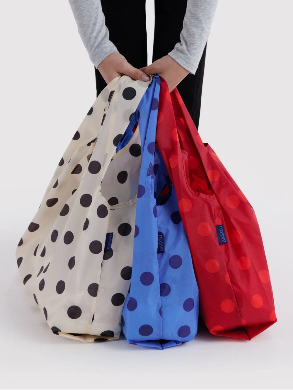 BAGGU Standard Three Bag Set In Polka Dot Mix - Picture 2 of 7